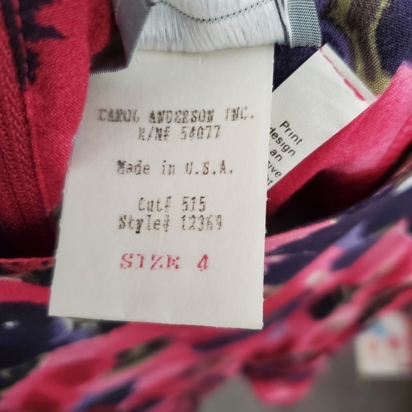 NEW VTG Carol Anderson 4P Pink Floral Midi Dress Petite 80s Secretary - Picture 4 of 10